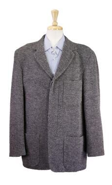 Ross Graison Gray Knit Woven Curly Hair Patch Pocket Blazer Jacket 44R